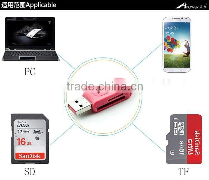 Universal Card Reader Mobile phone PC card reader Micro USB OTG Card Reader OTG TF / SD flash memory Wholesale