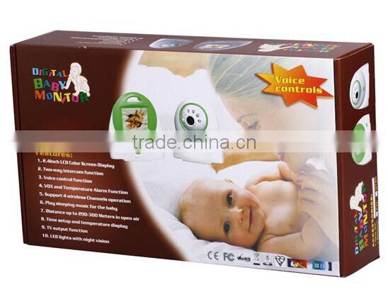 2.4GHz Wireless Digital Baby Monitor with Two Way Audio and Temperature Alarm and TV out function