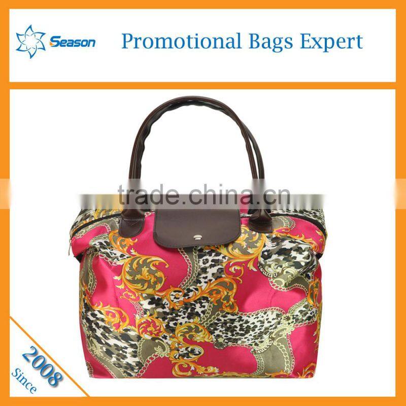 Fashion Flower print nylon lady tote bag women shopping bags