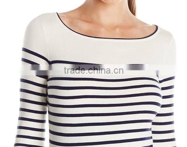 Women's Long Sleeve black stripe 12GG knitted Cardigan Sweater