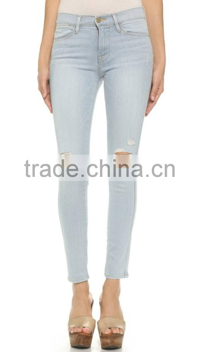 High Quality Cotton Spandex Ladies High Waist Denim Jeans
