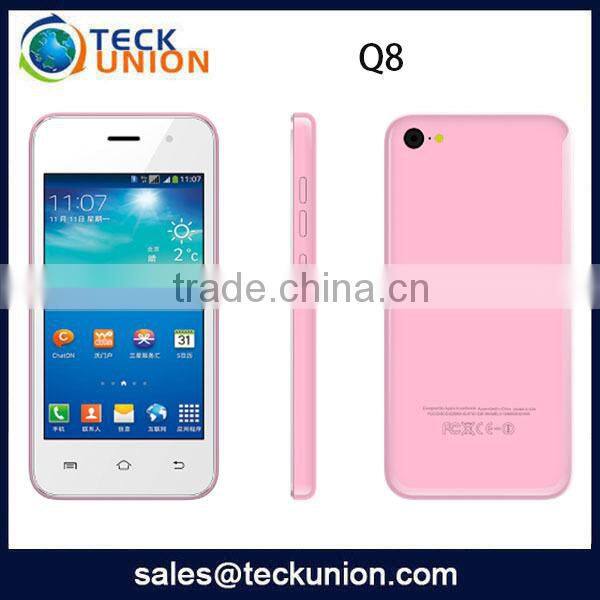 Made in china 4inch android 3G smartphone Q8 MTK6572 dual core dual camera
