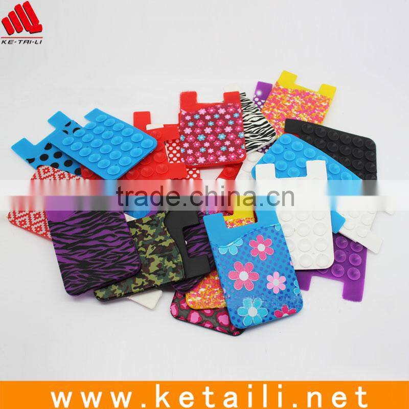 Cute design Self Adhesive 3m sticker silicone smart wallet,silicone card holder ,silicone phone pouch