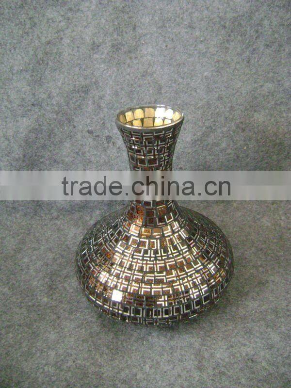home deco crackle mosaic glass vase, crackle candle holder