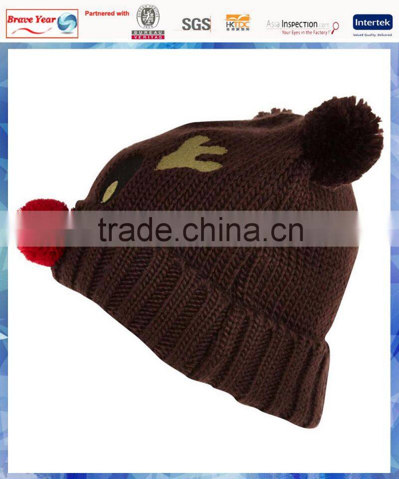 reindeer pom pom animal hat knitting patterns