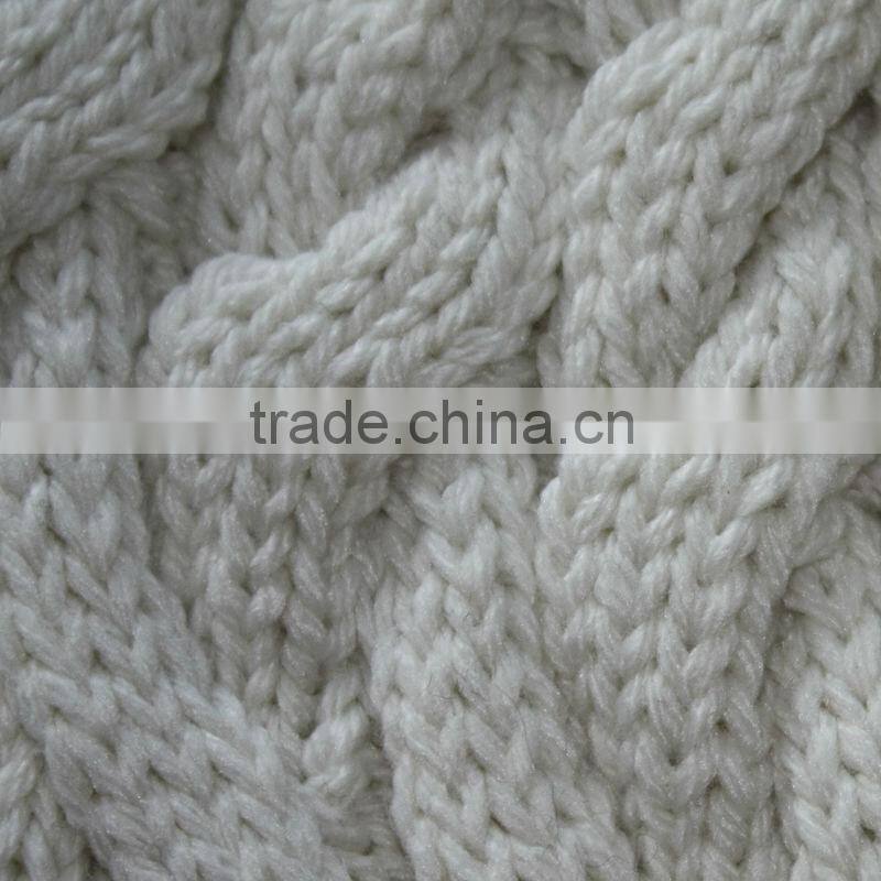 2014 fashion white cable knit cap hat beret with black rib cuff