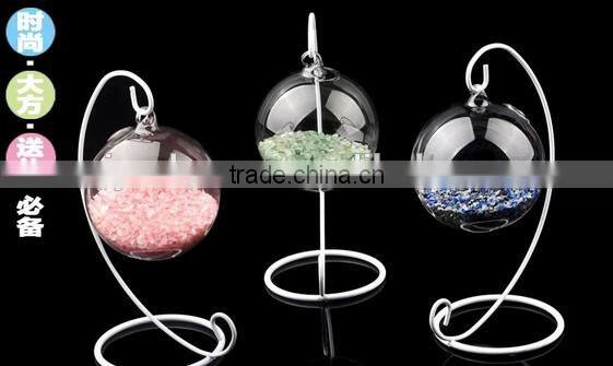 Fashion Clear Glass Round with 1 Hole Flower Plant Stand Hanging Vase Hydroponic Home Office Wedding Decor