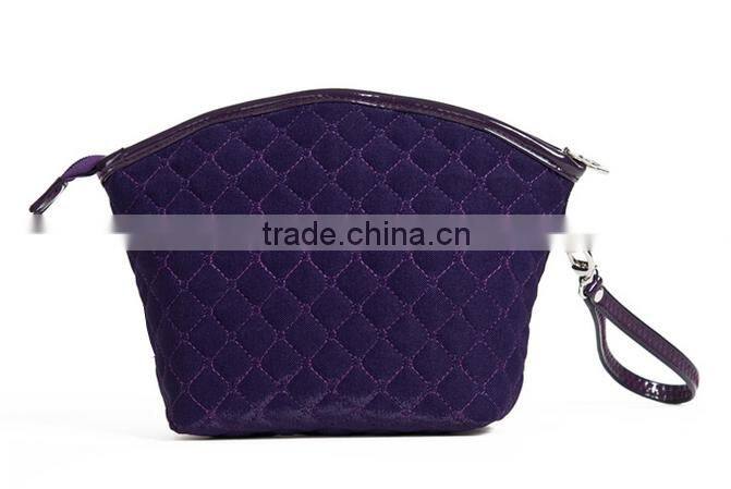 Leather simple clutch diamond-type lattice cosmetic bag Kindworkmanship