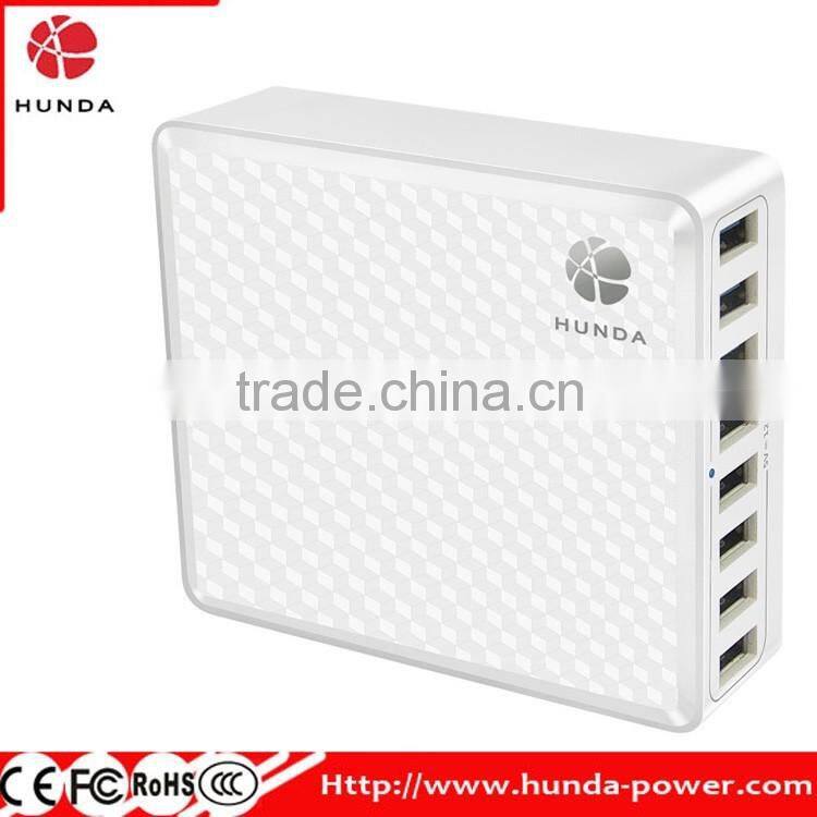 HUNDA new arrival 5V/12A 8 ports Intelligent Multi desktop USB Charger- White
