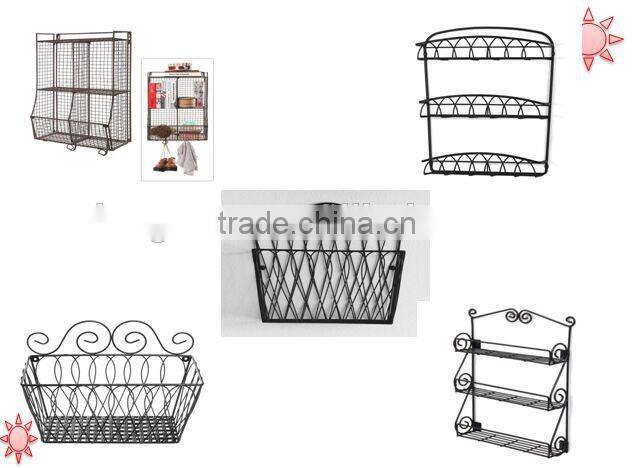 Icegreen Metal Wire Wall Mounted Hanging Fruit Storage Container/ Organizer/Rack, 3 Baskets