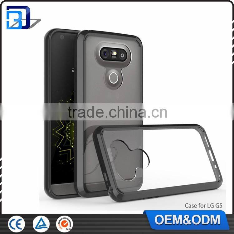 New Product 2016 Clear Ultra Slim Acrylic + TPU Bumper 2 in 1 Back Cover Case For LG G5 H830 Mobile Phone Accessories