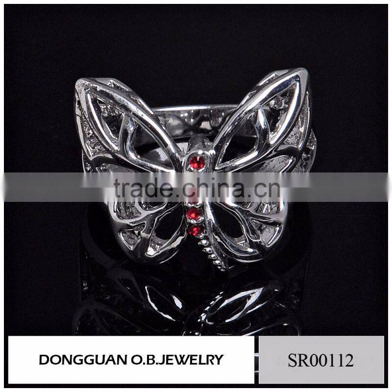 316l Stainless Steel Ring Butterfly Ring In Silver Jewelr With Colorful Cz