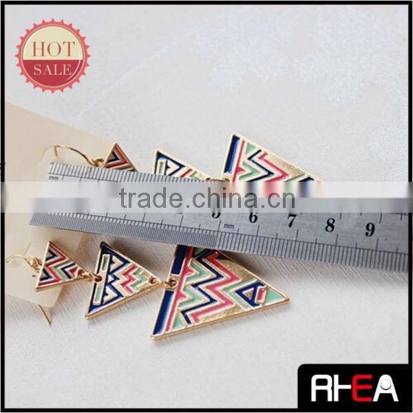 STOCK 3 Pieces Triangle Alloy Pendant With Enamel Craft Earring