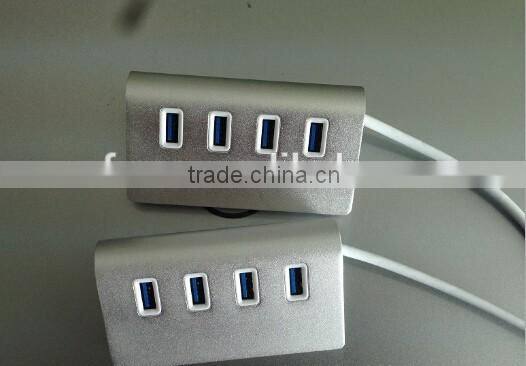 New Portable USB 3.0 4 Port Aluminum USB Splitter Hub With USB Cable