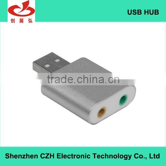 Hot selling 7.1 channel usb sound card speaker, mic earphone audio external greeting sound card