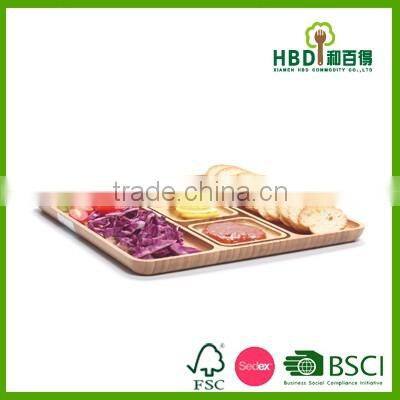 Hot selling wooden divided tray with plate bamboo tray wholesale