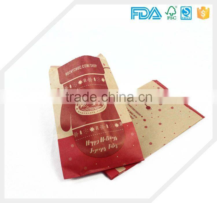Wholesale Eco friendly food grade greaseproof kraft paper bag for bread packaging