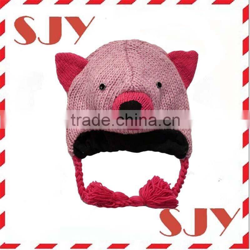 Knit Cartoon Animal Ear Flap Hat Cap