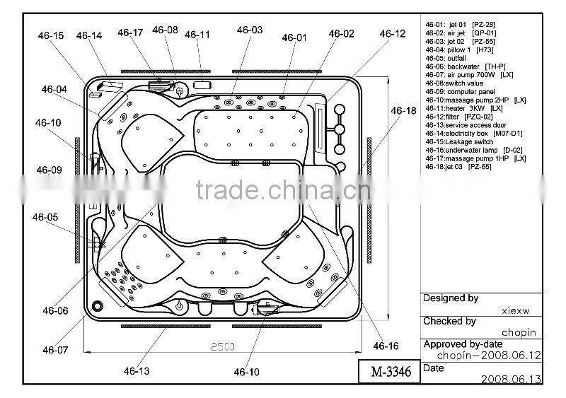 7 personsoutdoor 7 persons hot tub whirlpool outdoor spa with 32'' LCD TV M-3346