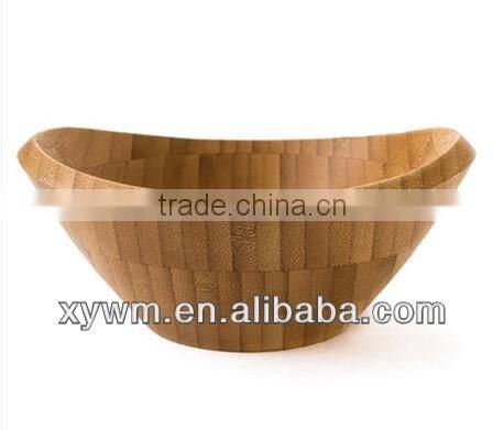 Unique Oval Spun Clear Boat Bamboo Salad Fruit Bowl