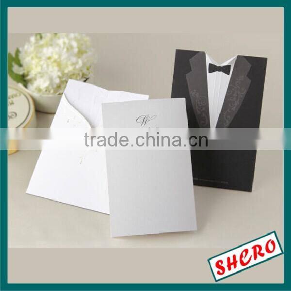 Elegant Laser Cut Wedding Cards, Champagne Pocket-fold Hollow Invitations,Wedding Invitation Card