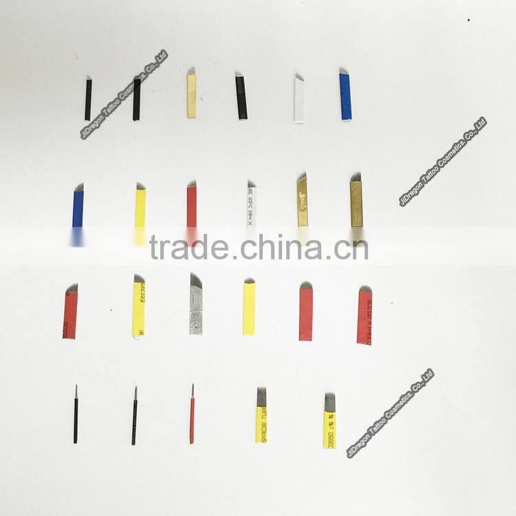 14Pin White Blade Tattoo Needles + 1Pcs Manual Microblading Embroidery Tattoo Pen For PMU Eyebrows