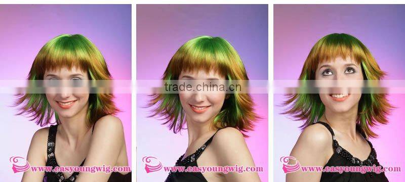 Fashion green color hair wigs, St Patrick's Day hair wigs. costume hair wigs