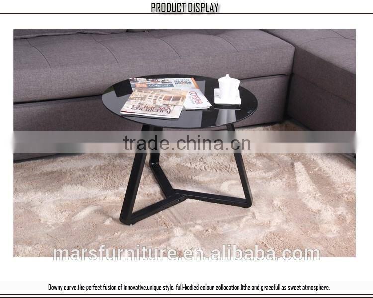 Modern black metal coffee table round