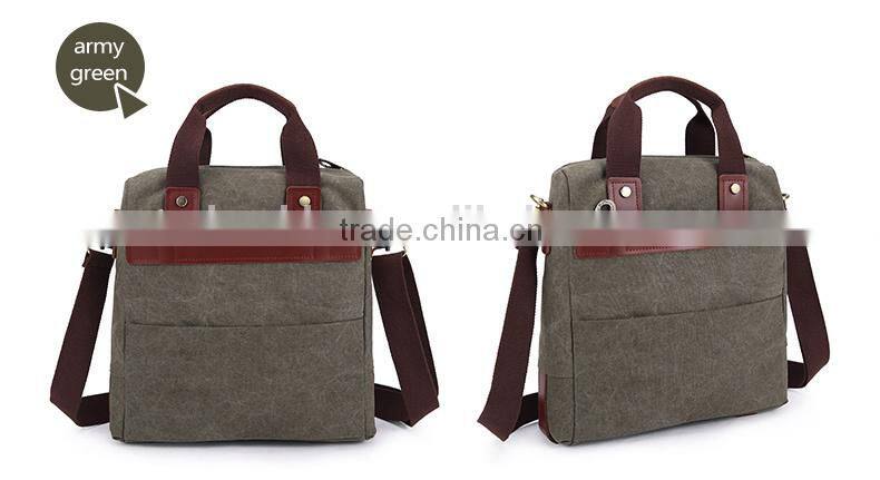 Casual Genuine Leather Hand Bag Canvas Messenger bag Mens Hand Bag Tablet Messenger Bag For Men