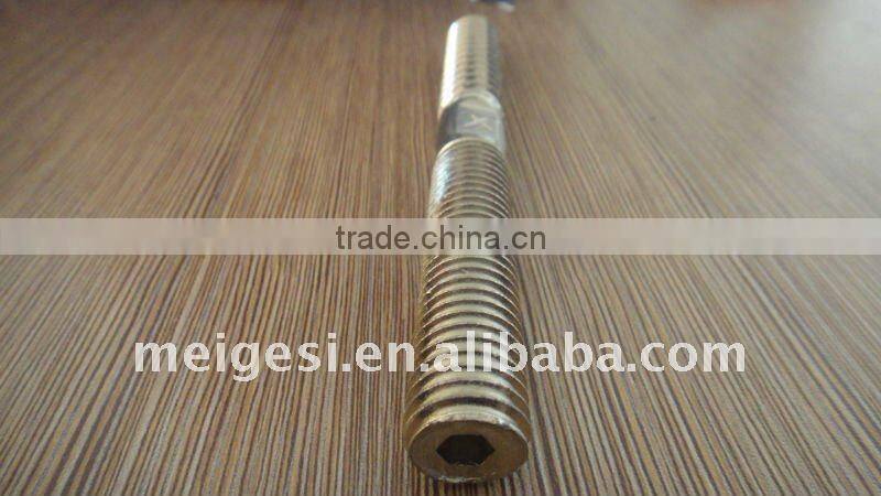 hanger bolt with wooden and machine thread hex index zinc plated