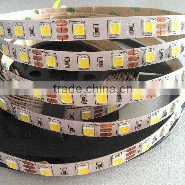 Nonwaterproof high lumen 120 leds/m SMD2835 dual white LED Strip : warm white / cool white