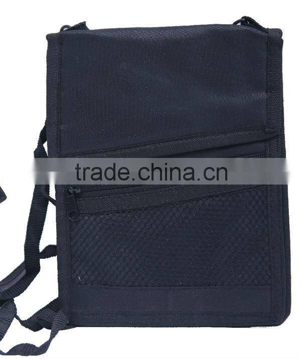 Zipper and Magic Tape Travel custom logo Neck Wallet