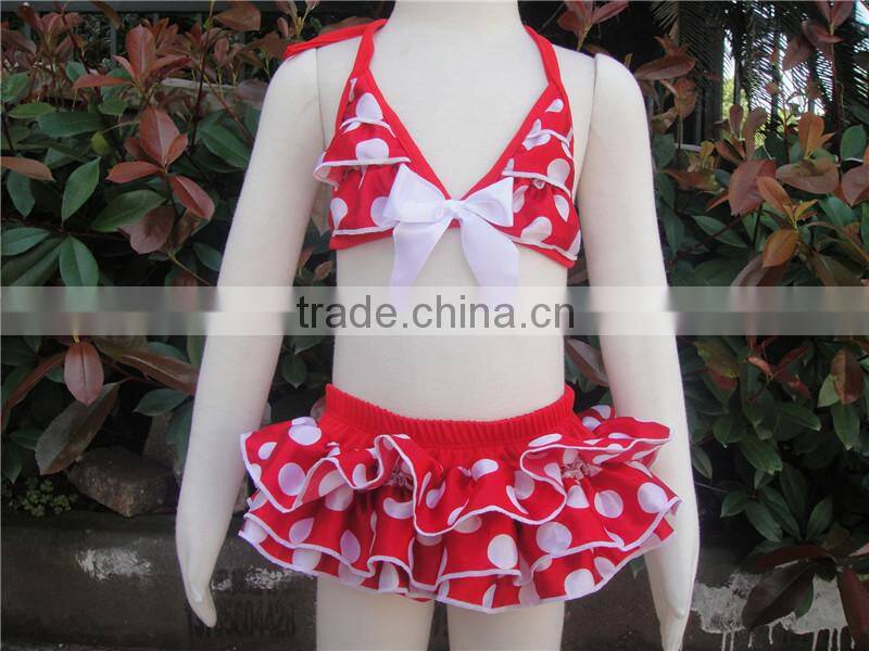 Satin leopard children girls swimwear hot selling satin two piece bikini set for girls