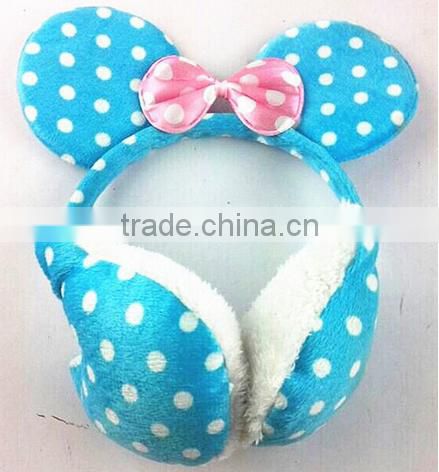 Girls Dots Plush Bowknot Soft Earmuffs