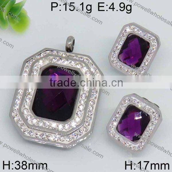 New Arrival Good quality wholesale silver diamond colorful jewelry set