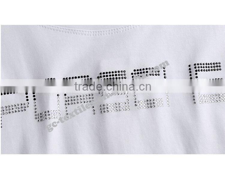 Girl's Hot Fix Rhinestone Slim Short Sleeve T-shirts for Promotion