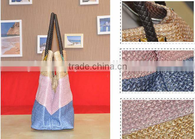 women crochet straw bag natural color real handmade handbag