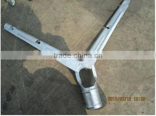 Chain link fence with barbed arms and fittings