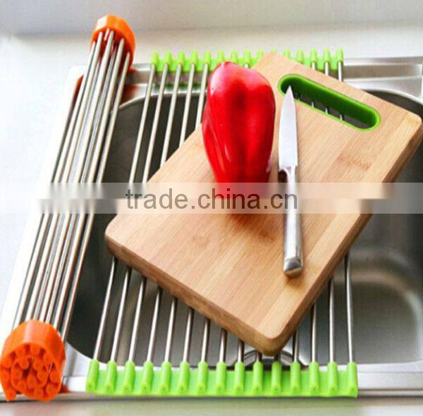 Foldable Stainless Steel Dish Drainer Drying Rack for Kitchen