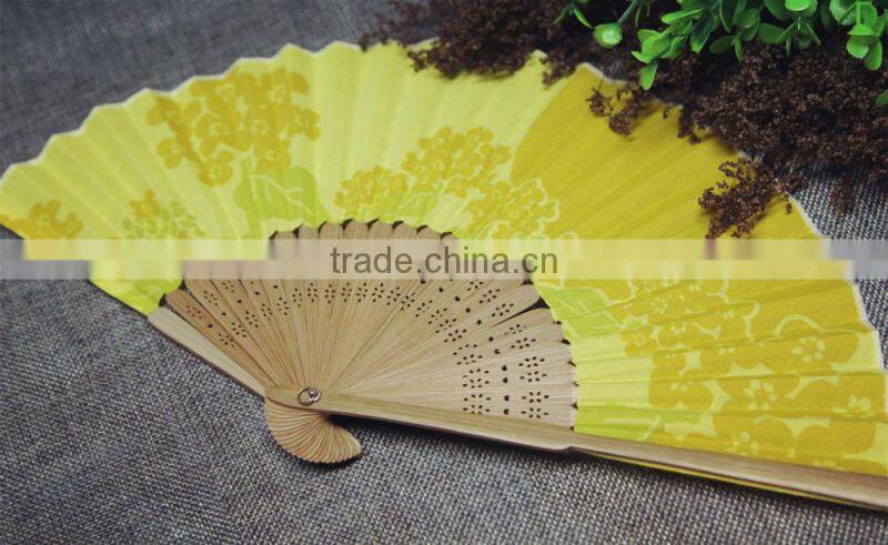 promotional cotton cloth Japanese hand fan bamboo fan customized