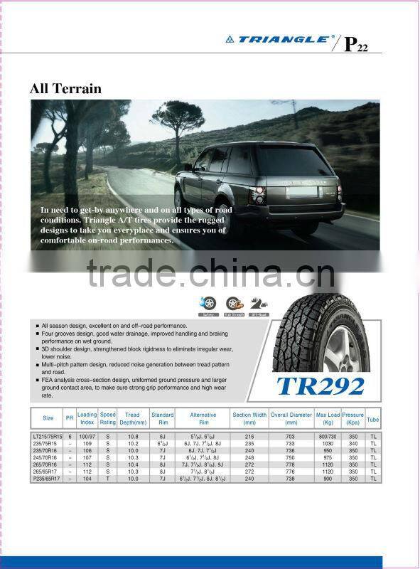 A/T TIRE 235/75R15 TRIANGLE BRAND SUV TIRE ON AND OFF THE ROAD TIRE PATTERN TR292