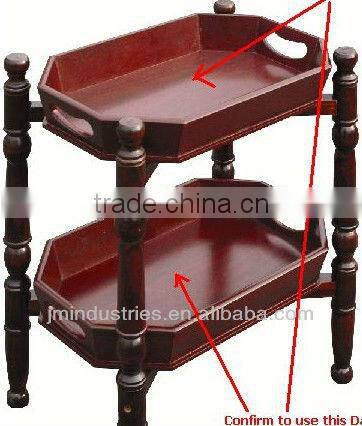 Removable Antique Two-tiers Wooden Tray with feet&rack