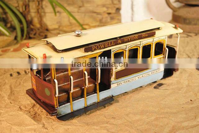 Antique metal handicraft bus model with paint