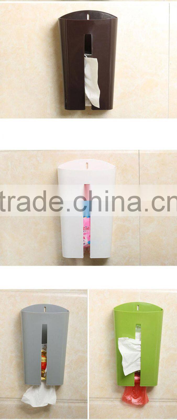 Wall mounted rubbish garbage plastic shopping bag storage box holder