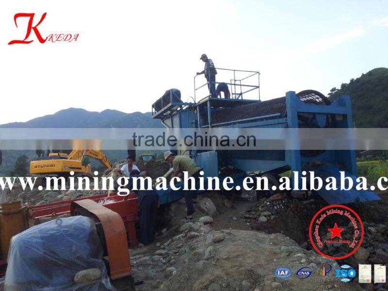 diesel engine Mobile gold trommel mining machine for small miner