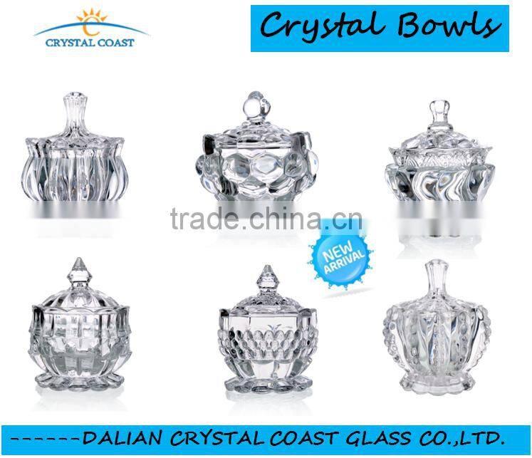 vintage fine clear lead free crystal glass sugar bowl