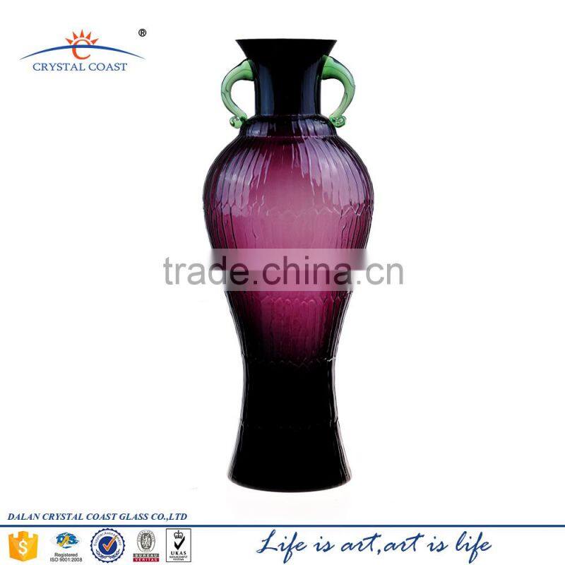 Large martini modern colorful decorative blown glass flower vase for sale