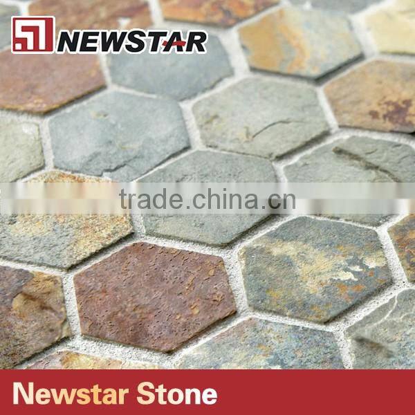 Newstar Factory Price Natural Stacked Stone Bachsplash Single Slate Mosaic