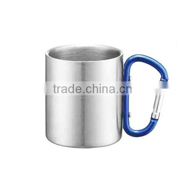 220ml Stainless steel travel mug with carabiner