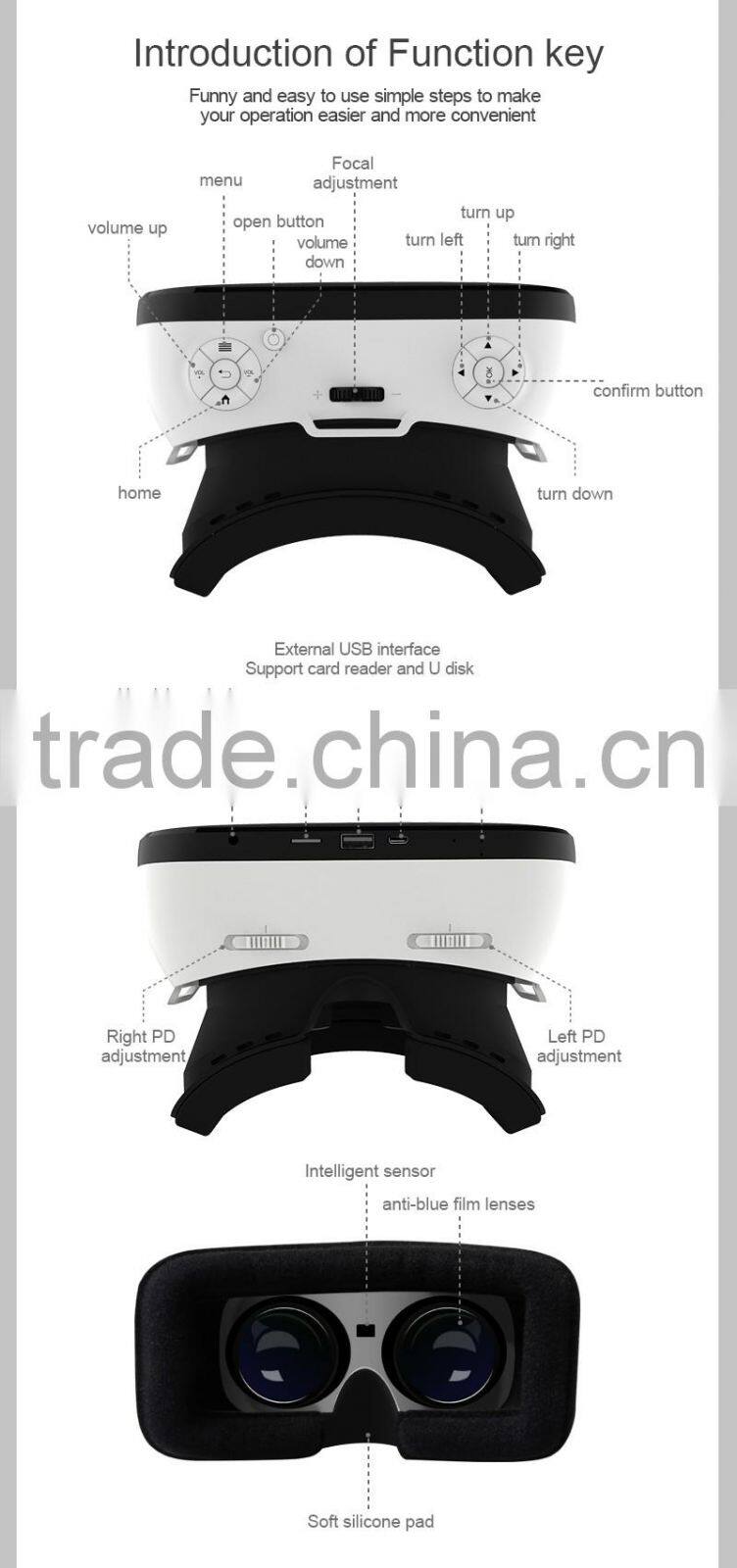 All in One VR Headset Virtual Reality Headset 3D VR Glasses,1080 HD screen with high android system